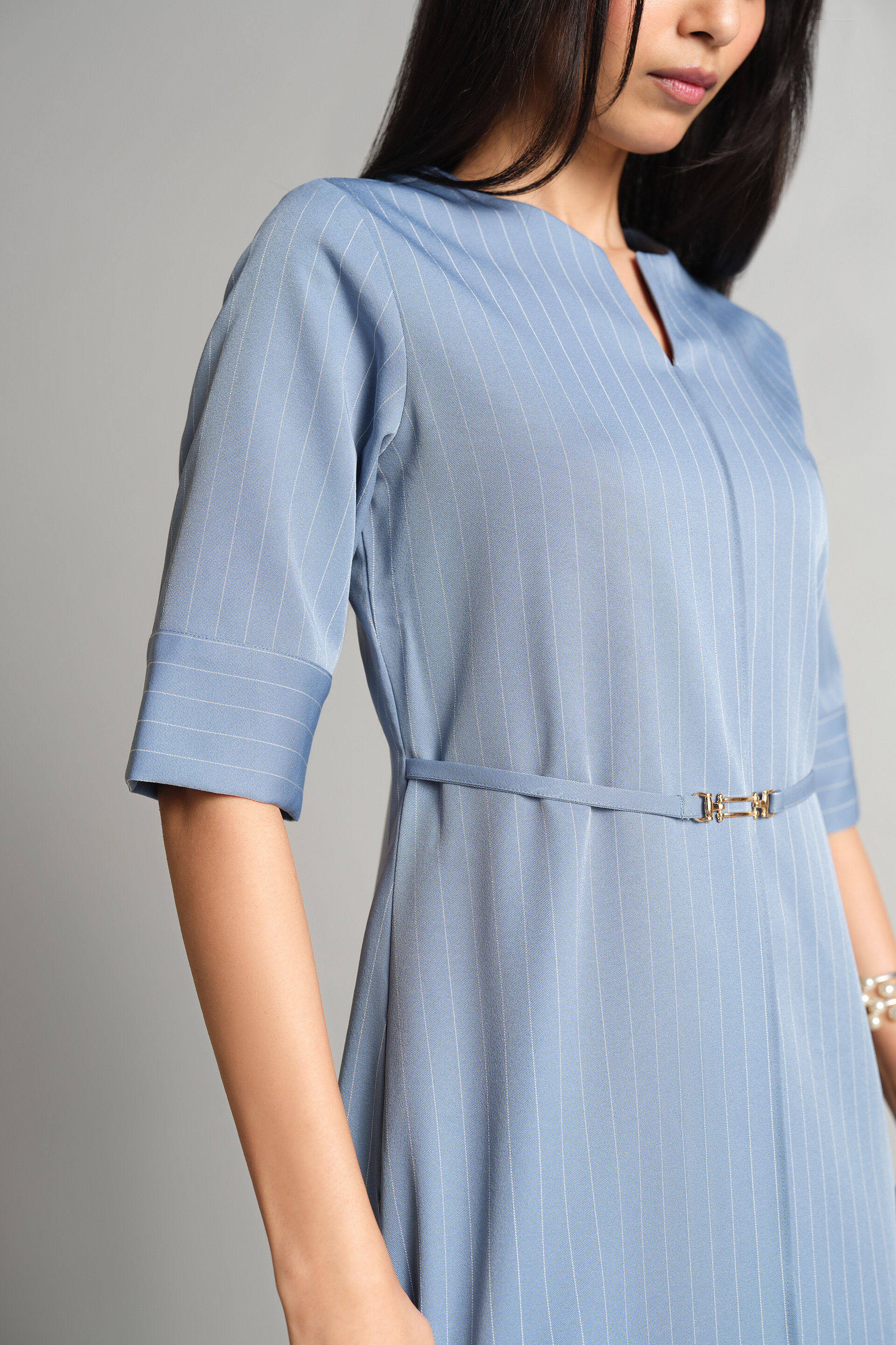 Light Blue Stripes Dress, Light Blue, image 5